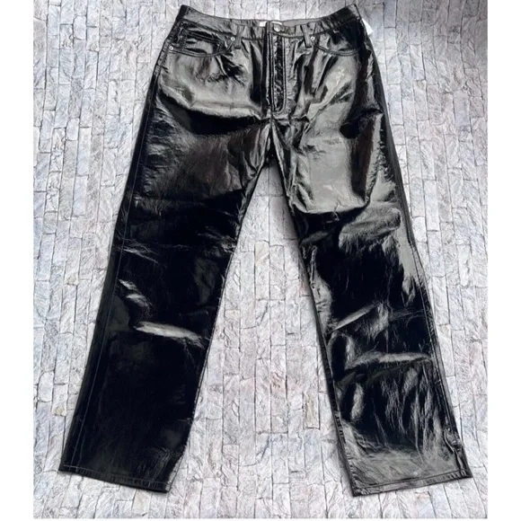 AGOLDE 90s Pinch Waist Recycled Leather Pants High Rise Detox Sz 34 - Picture 3 of 11